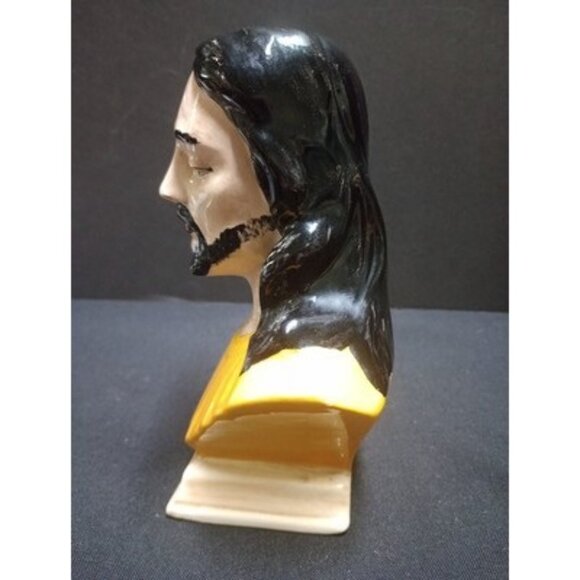 Vintage Hand Painted Bust Of Jesus  7 In - Picture 5 of 8
